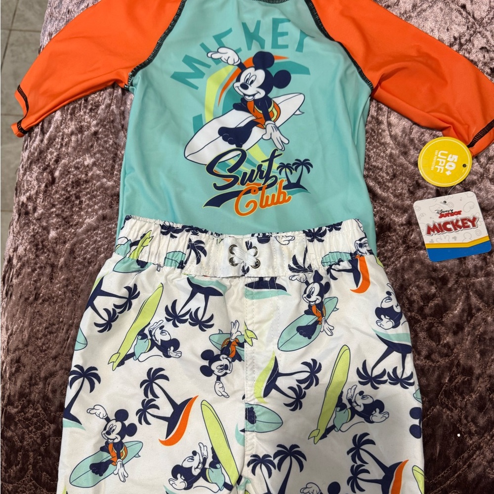 Disney Orange and Blue Rashguard Swim Set
